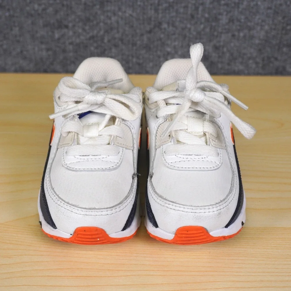 Nike Air Max 90 Toddler 6C White Navy Orange Sneakers CD6868-120 Toddler Shoes